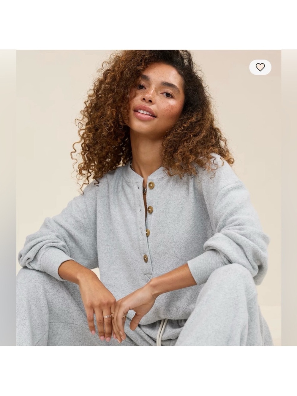 aerie Cream Plush Henley Lounge Set